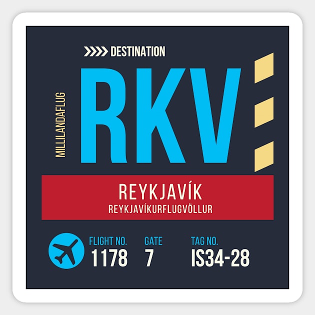 Reykjavik Airport Stylish Luggage Tag (RKV) Sticker by SLAG_Creative